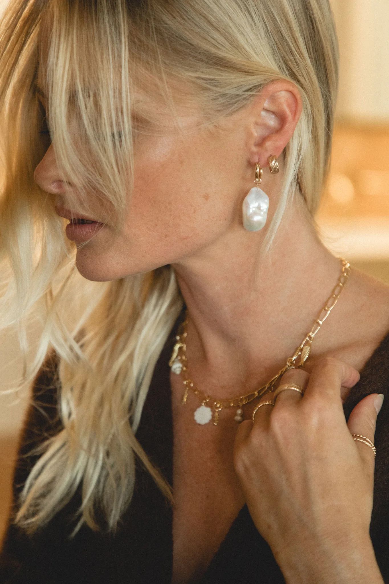 Baroque Pearl Drop Earrings - Image 5