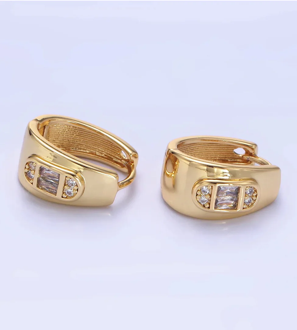 Geometric Rhinestone Huggie - Image 5