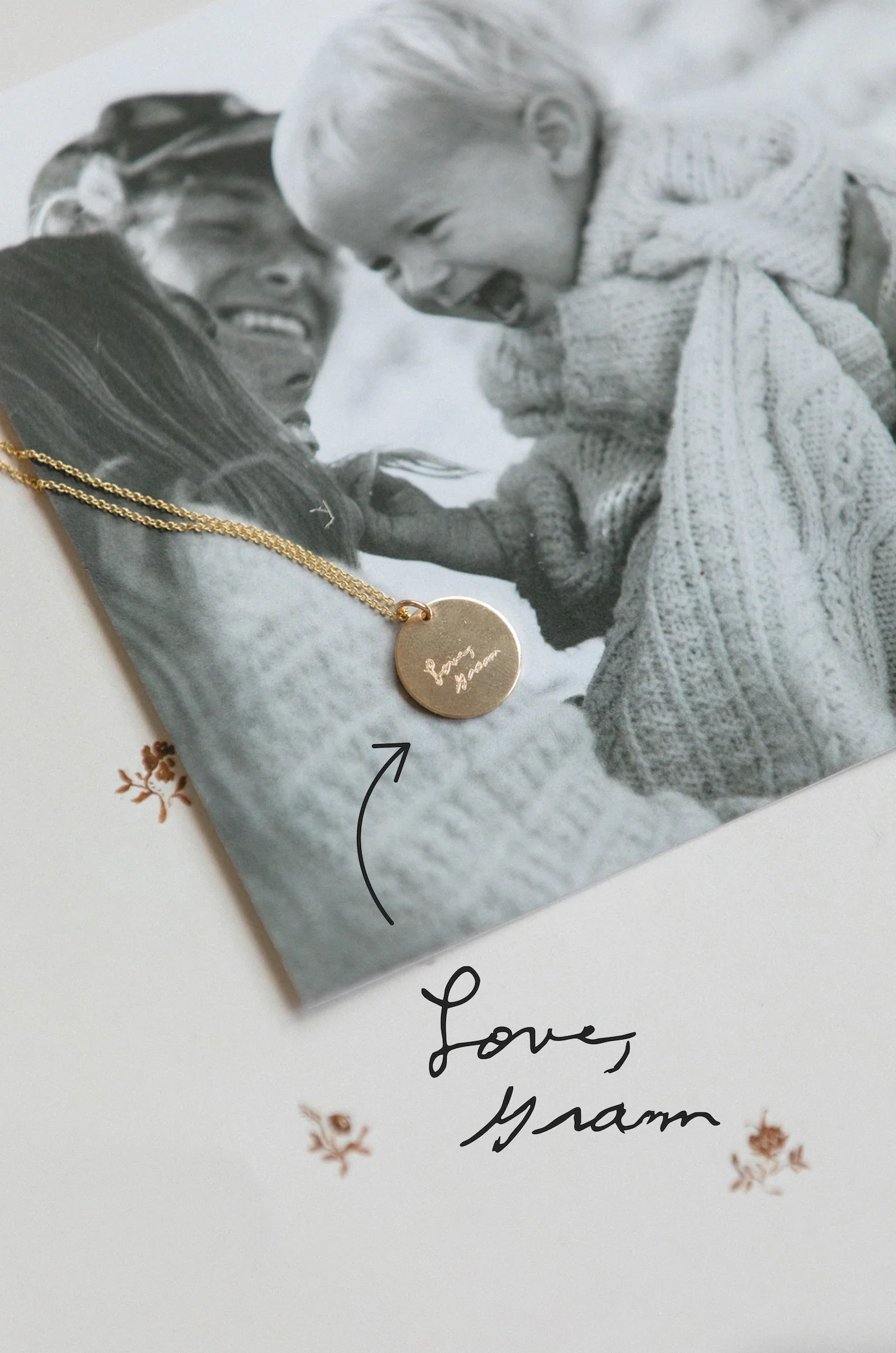 Engraved Handwriting Disc Necklace - Image 3
