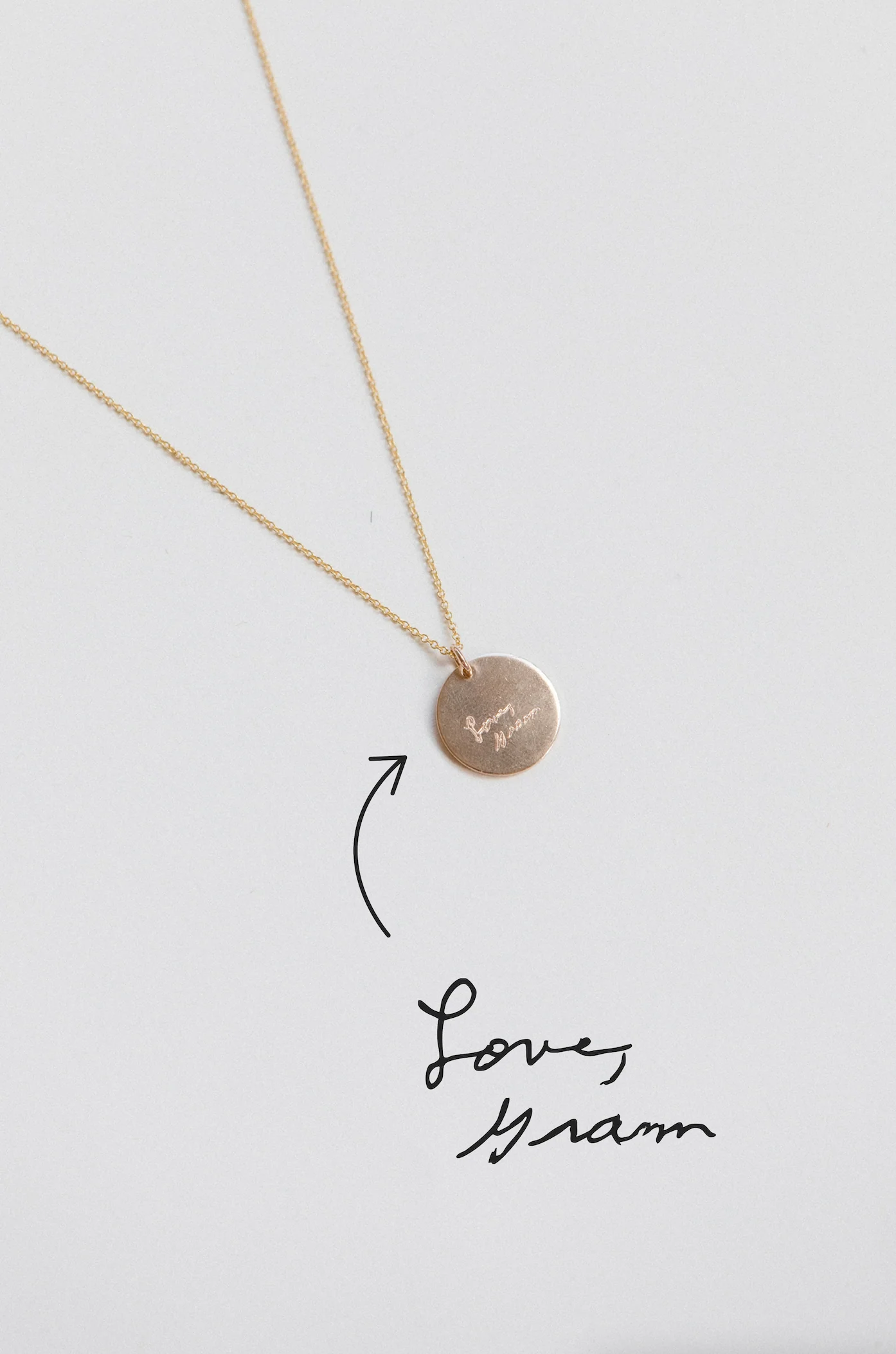 Engraved Handwriting Disc Necklace - Image 5