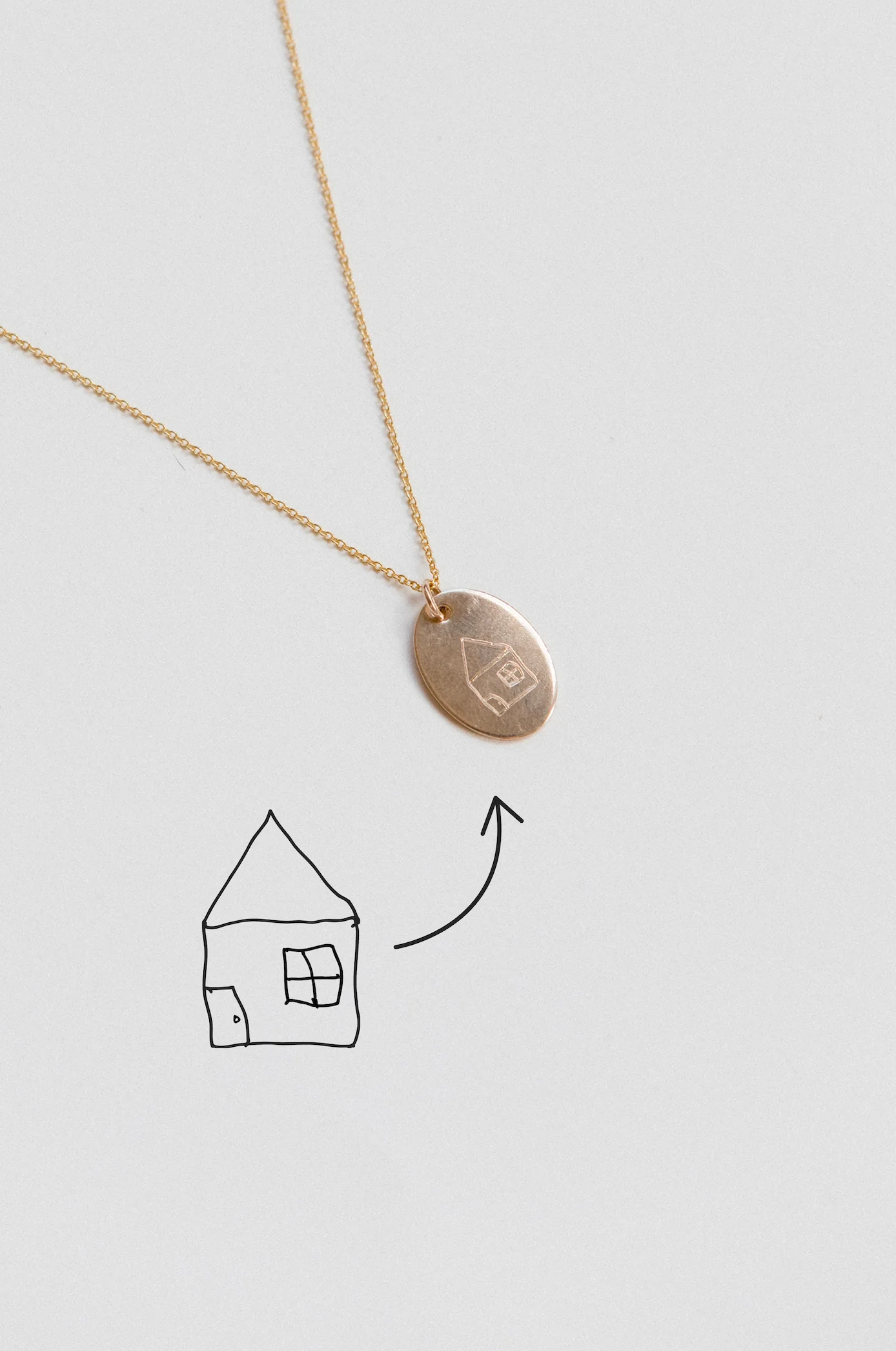 Engraved Handwriting Oval Necklace