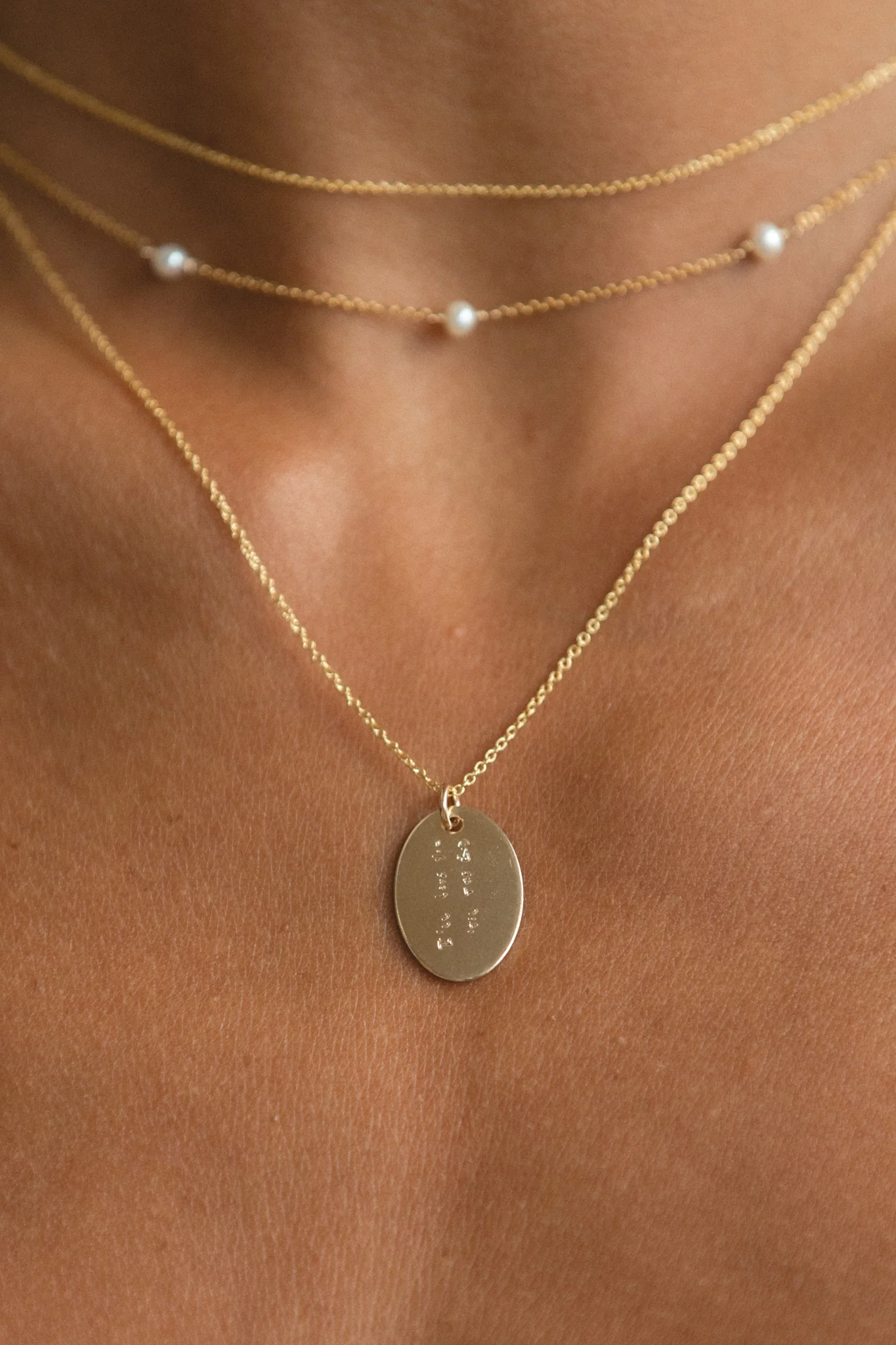 Engraved Handwriting Oval Necklace - Image 2