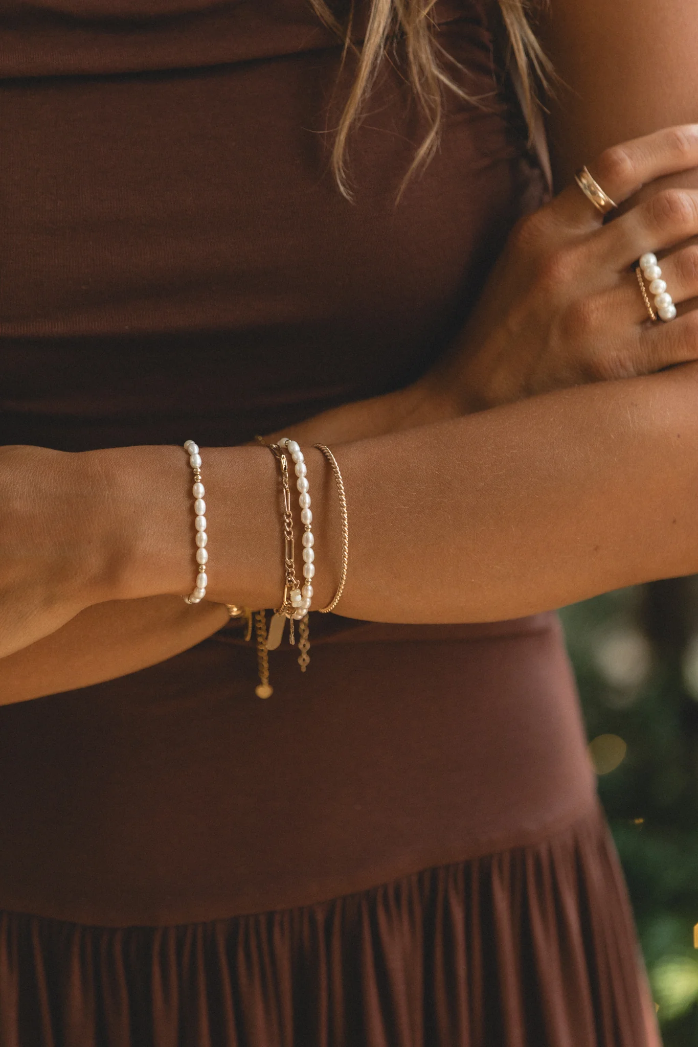 Golden Hour Pearl Bracelet