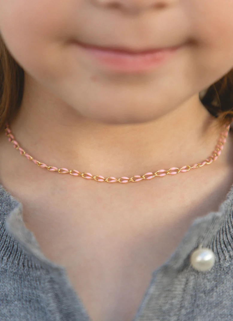 Little's Light Pink Enamel Necklace
