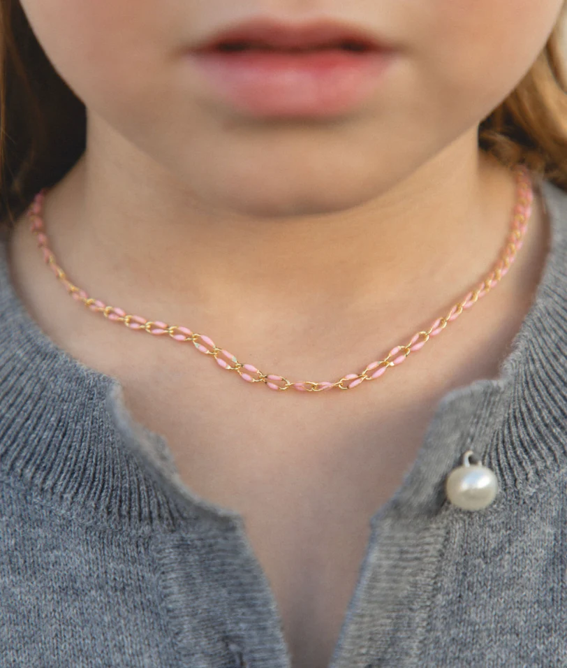 Little's Light Pink Enamel Necklace - Image 3