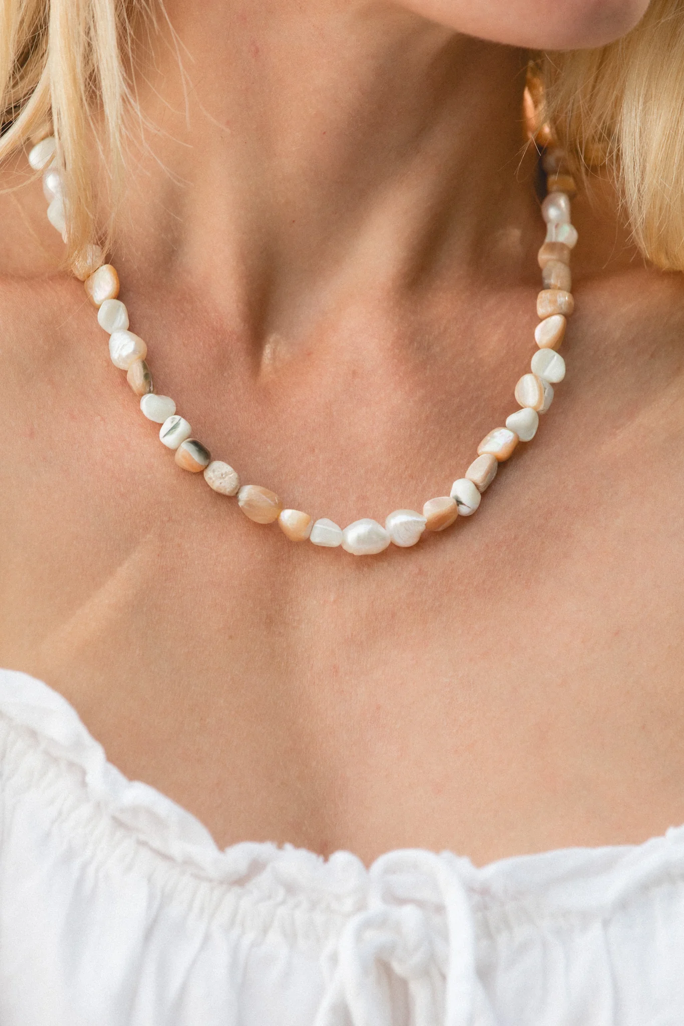 Mother Of Pearl Beaded Necklace