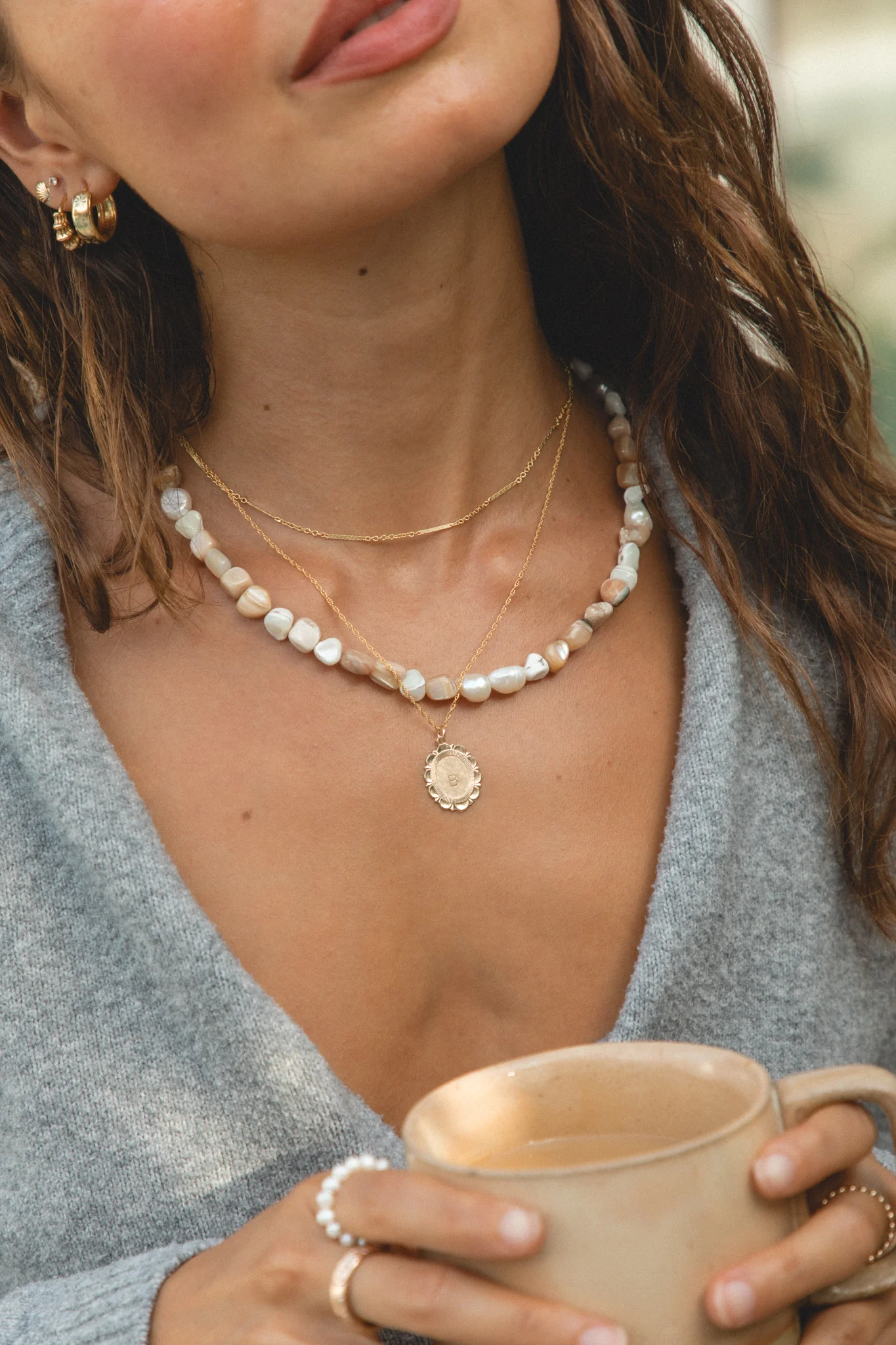 Mother Of Pearl Beaded Necklace - Image 5