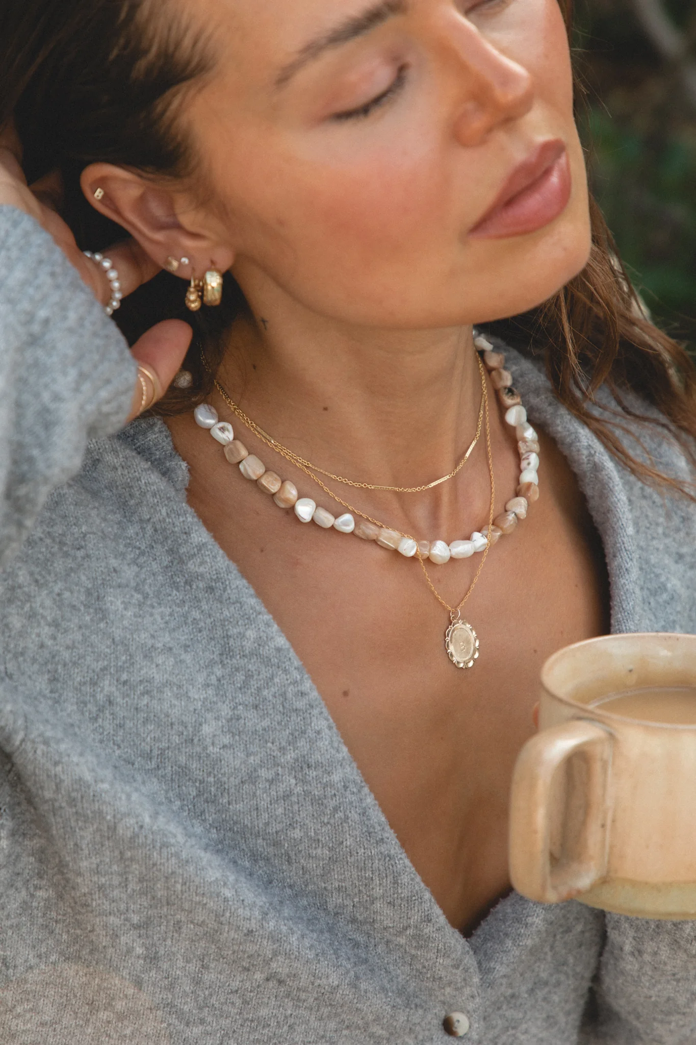 Mother Of Pearl Beaded Necklace - Image 6