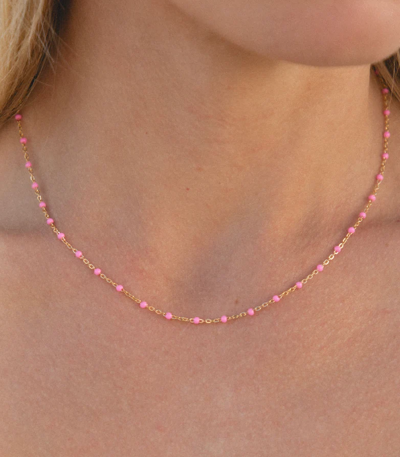 Pink Enamel Necklace - Image 3