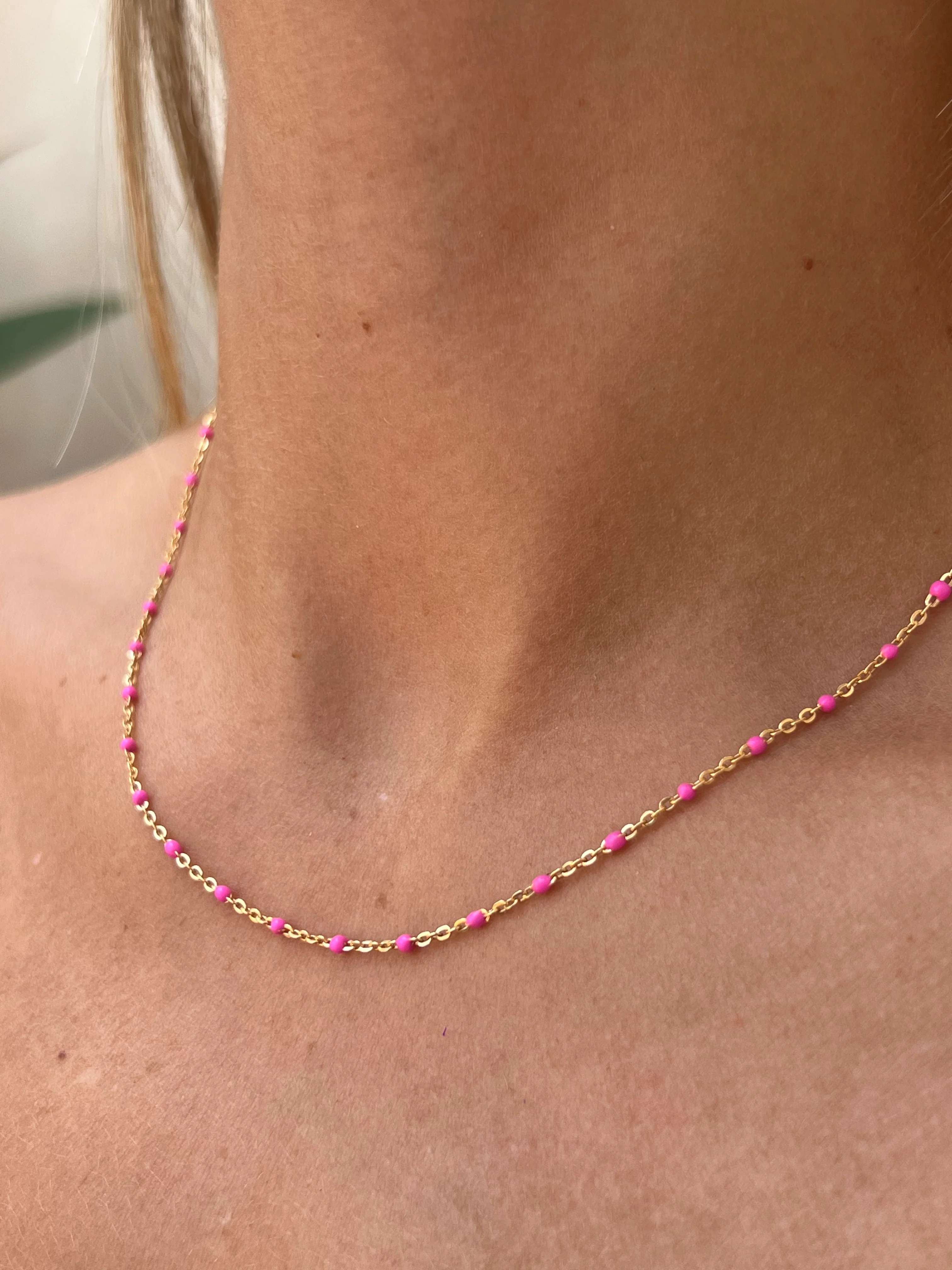 Pink Enamel Necklace - Image 5