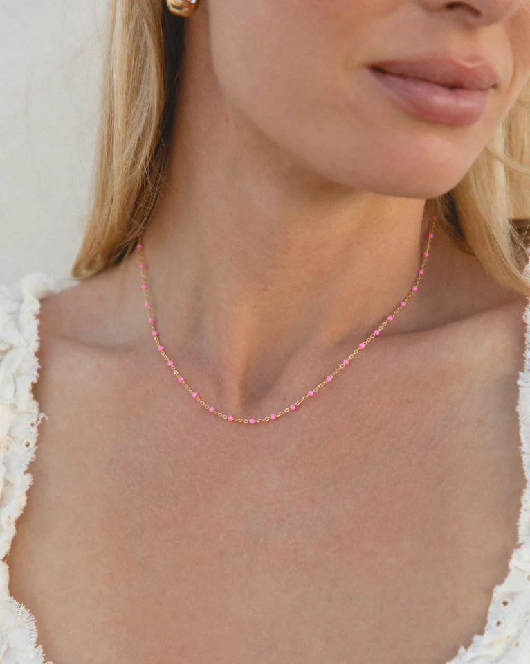 Pink Enamel Necklace - Image 7