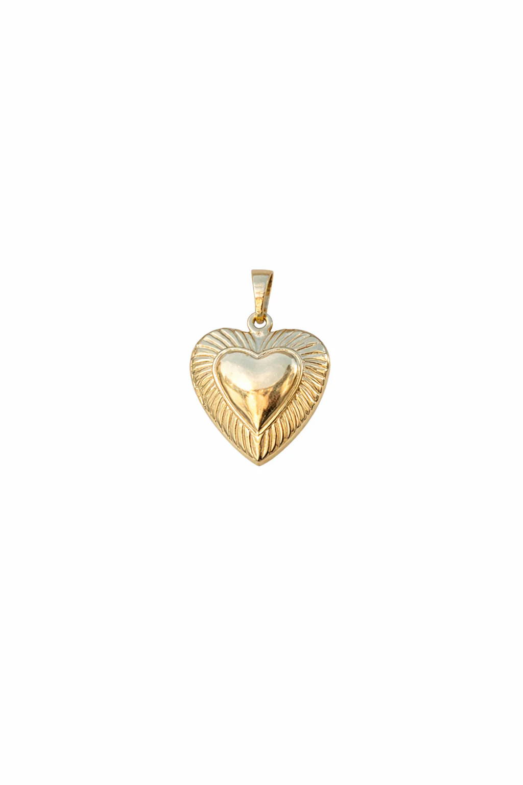 Ribbed Heart Locket Pendant