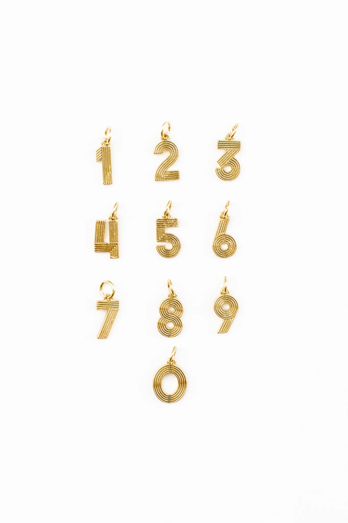 Ribbed Number Charms