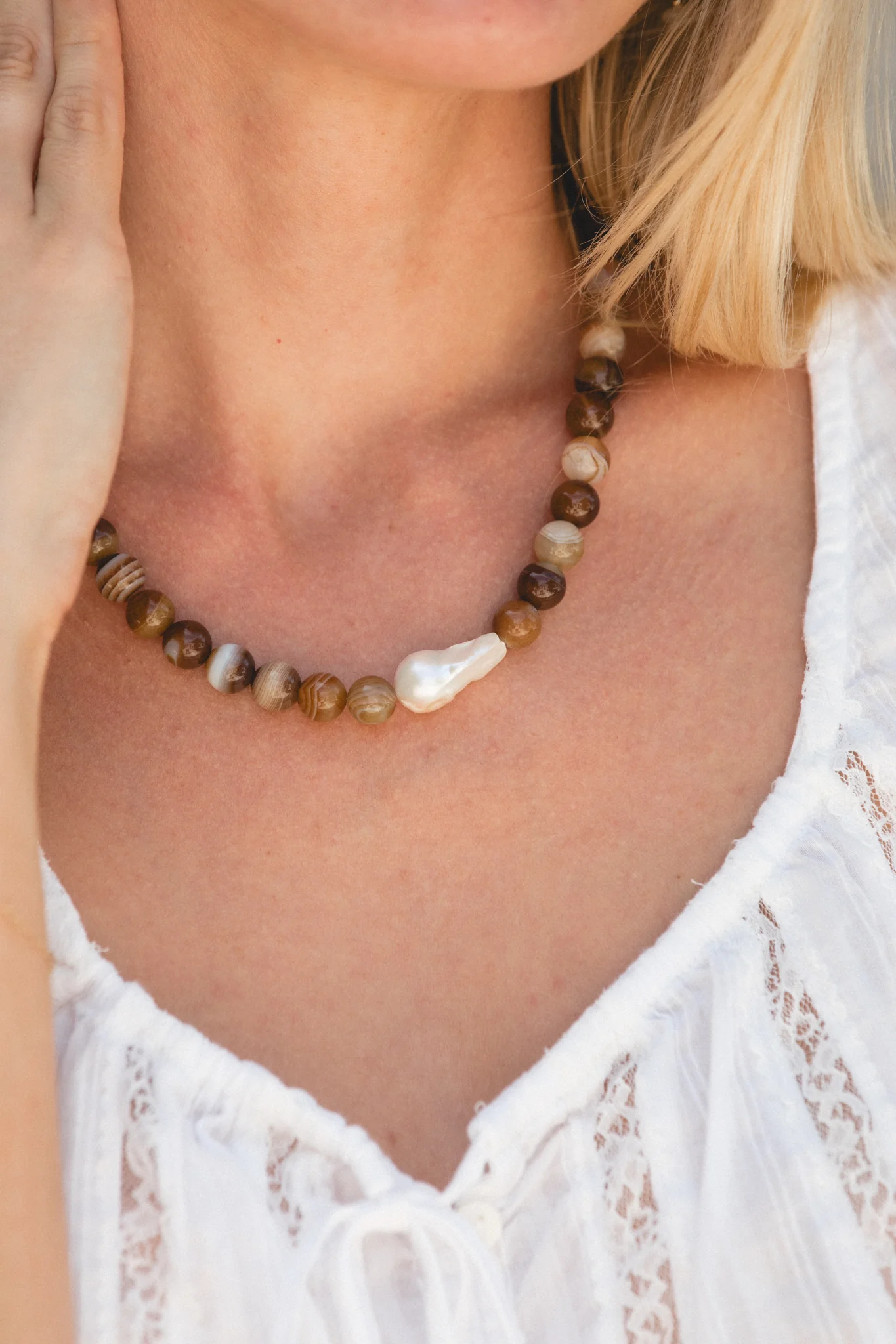 Amber Coast Beaded Necklace - Image 2