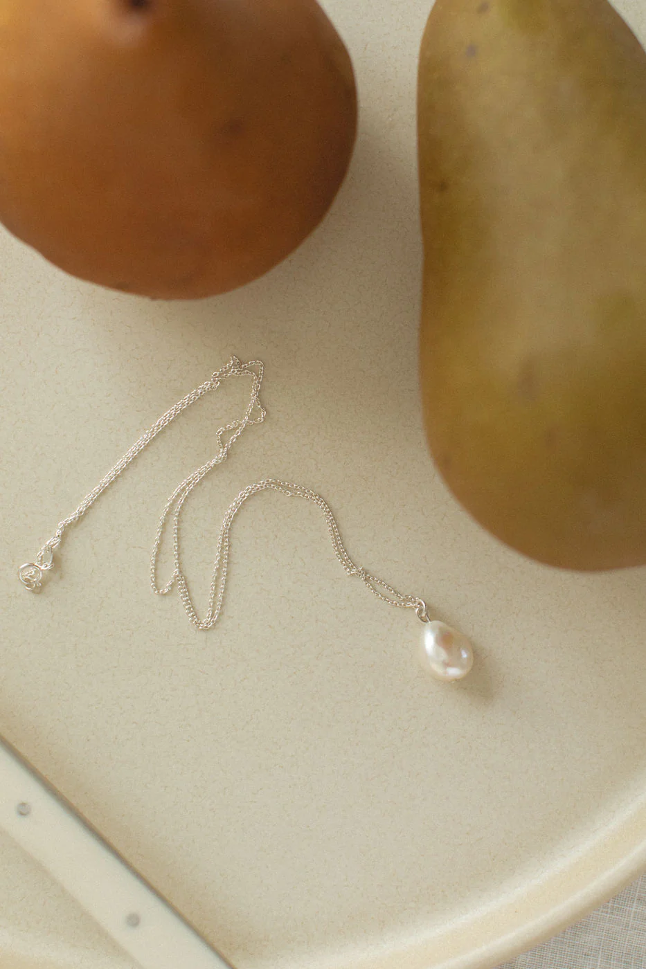 Silver Pearl Drop Necklace - Image 4