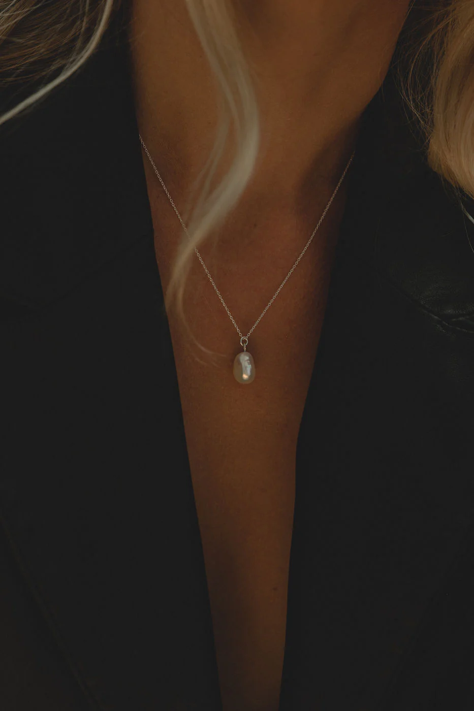Silver Pearl Drop Necklace - Image 6