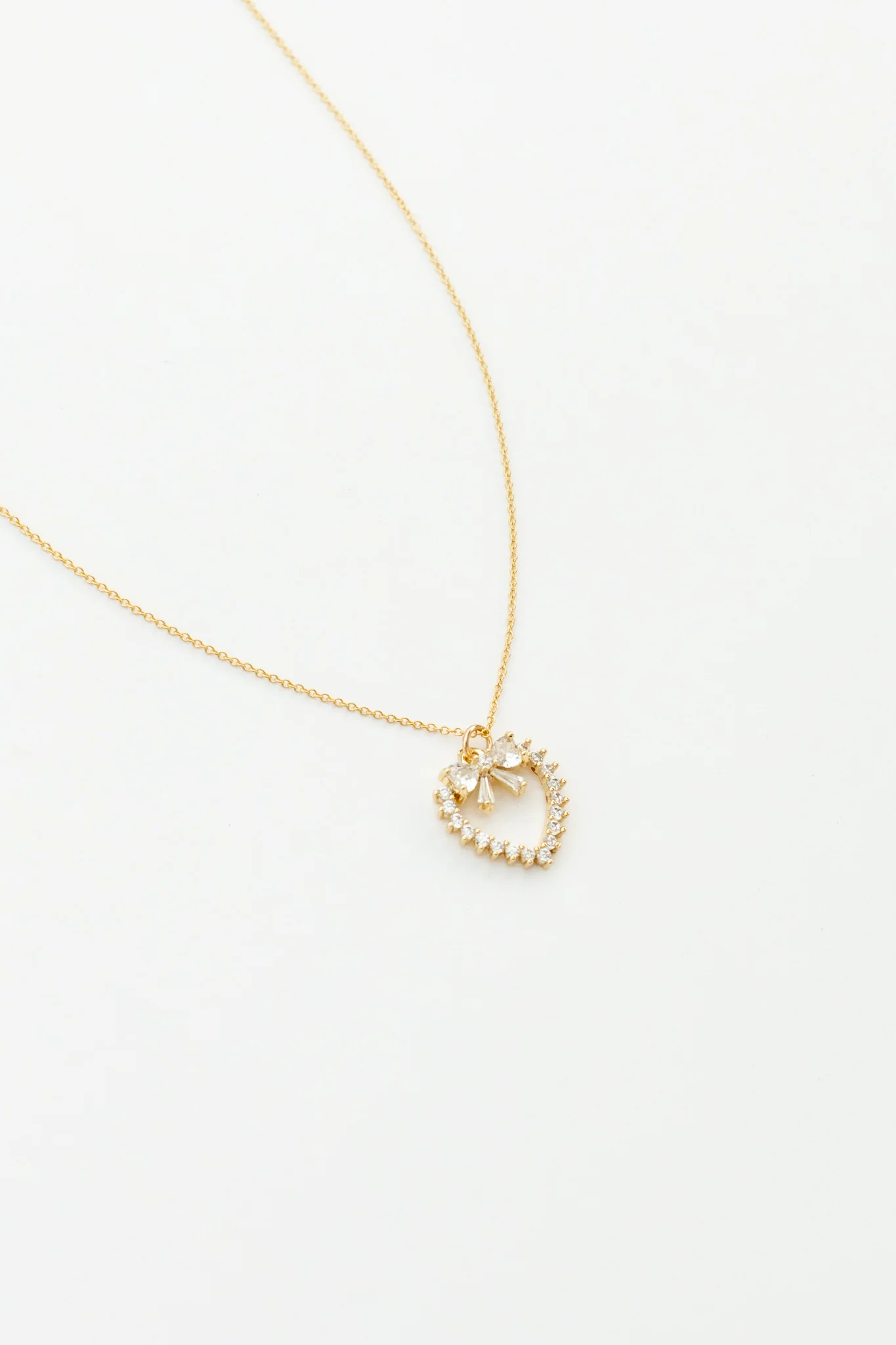 Vintage Heart Bow Necklace