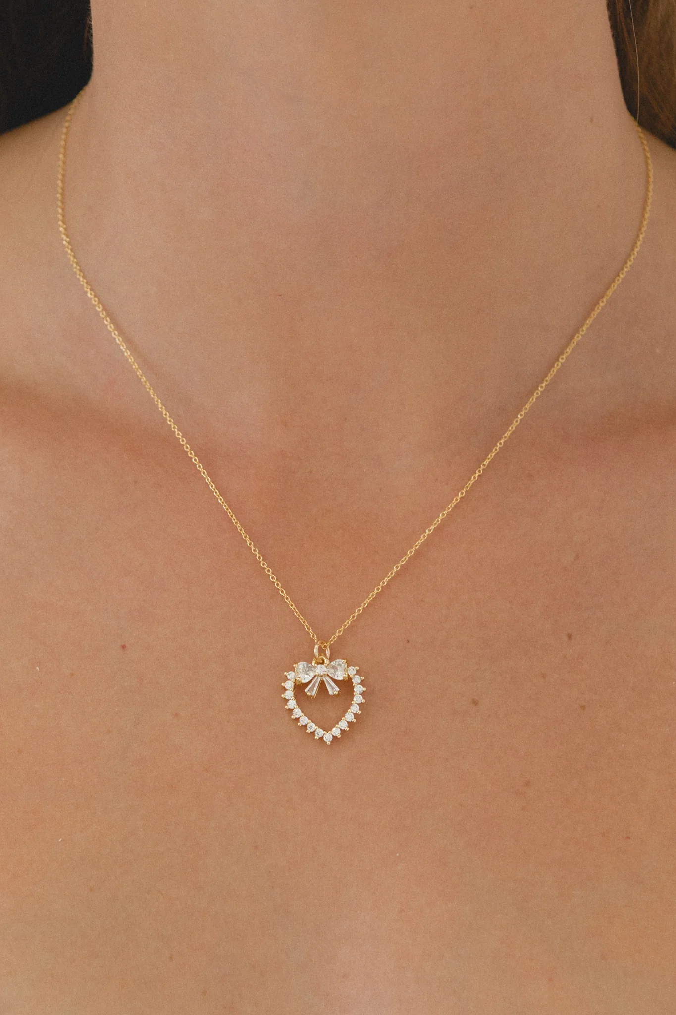 Vintage Heart Bow Necklace - Image 2